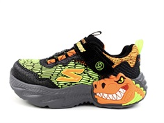 Skechers black/orange dino sneaker with blink